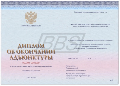 Бланк диплома об окончании адъюнктуры, без обложки (арт. 71013)