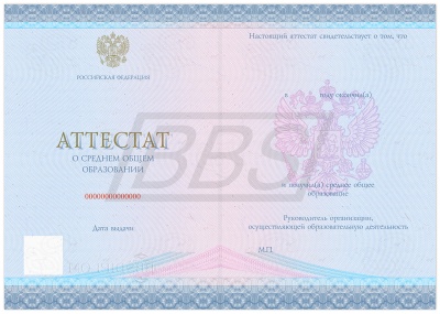 Бланк аттестата о среднем общем образовании, без обложки (арт. 11001)