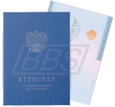 Бланк аттестата о среднем общем образовании с отличием (к серебряной медали), с твёрдой обложкой (арт. 11017)