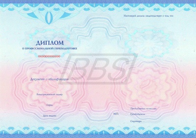 Бланк диплома о профессиональной переподготовке "Универсальный", с твёрдой бордовой обложкой (арт. 31002)