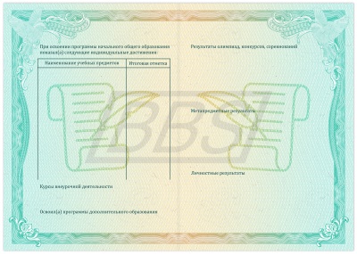 Бланк приложения к свидетельству о начальном общем образовании (арт. 14011)