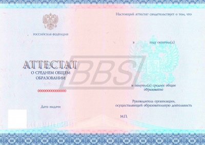 Бланк аттестата о среднем общем образовании, с твёрдой обложкой (арт. 11003)
