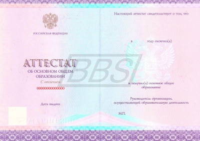 Бланк аттестата об основном общем образовании, с твёрдой обложкой (с отличием) (арт. 12004)