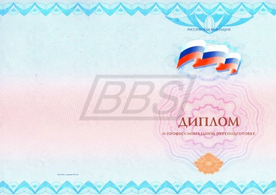 Бланк диплома о профессиональной переподготовке "Универсальный, Вид 3" (пустой), с твёрдой тёмно-синей обложкой (арт. 31031)