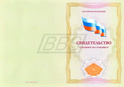 Бланк свидетельства о должности служащего, с твёрдой обложкой (с отличием) (арт. 42014)
