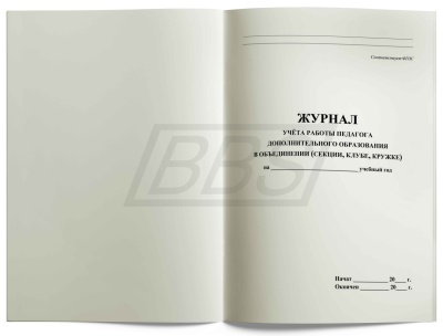 Журнал учета работы педагога дополнительного образования в объединении (секции, клубе, кружке) (1-11 классы, А4, 40 страниц) (арт. 15005)