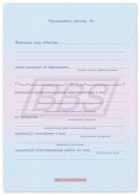 Приложение к диплому о профессиональной переподготовке, формат А5 (арт. 31007)