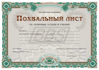 Похвальный лист "За отличные успехи в учении" (арт. 51001)
