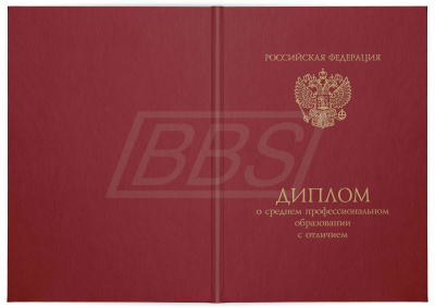 Бланк диплома о среднем профессиональном образовании, с твёрдой обложкой (с отличием) (арт. 21004)
