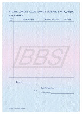 Приложение к диплому о профессиональной переподготовке, формат А5 (арт. 31007)